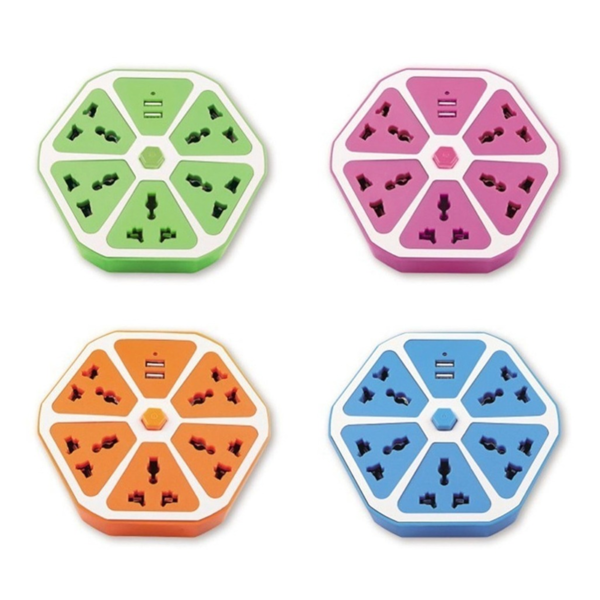 Zapatilla Hexagonal Enchufes 4 Toma Corriente 2 o 4 Puertos Usb Hub 220v - Imagen 5