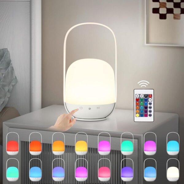 Lámpara Velador Led Recargable Táctil Mesa Control Rgb Usb C - Imagen 9